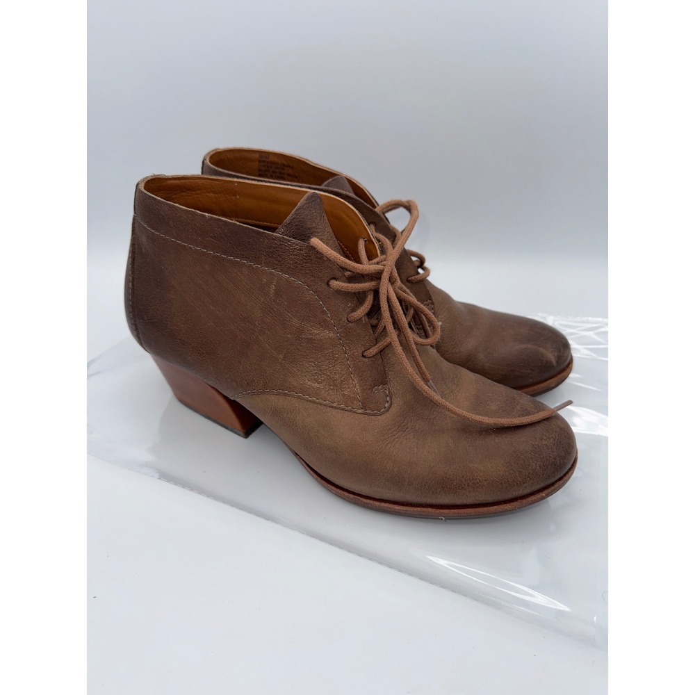 Kork-Ease Brown Leather Lace Up Ankle Boots Block Heel Chukka K33022 10/42